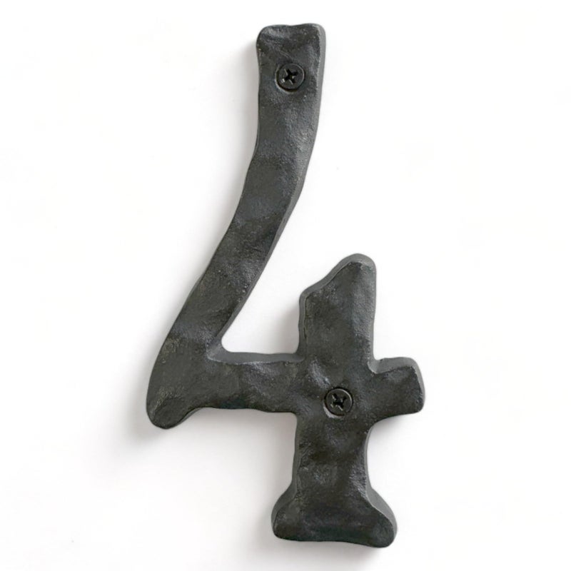 NACH House Numbers for Outside, 5.5 inch Black Address Numbers for House - Number 4 - Rustic Numbers for Outside with Mounting Hardware - Image 1